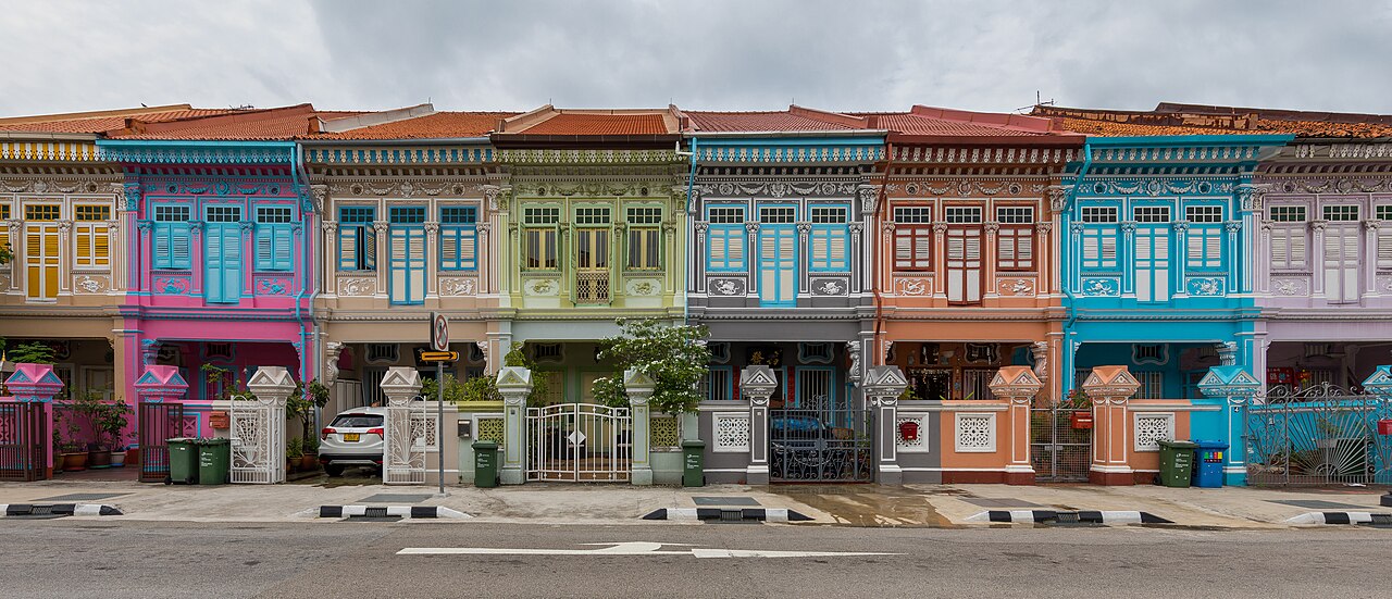 Colourful Peranakan shophouses along Koon Seng Road in Joo Chiat